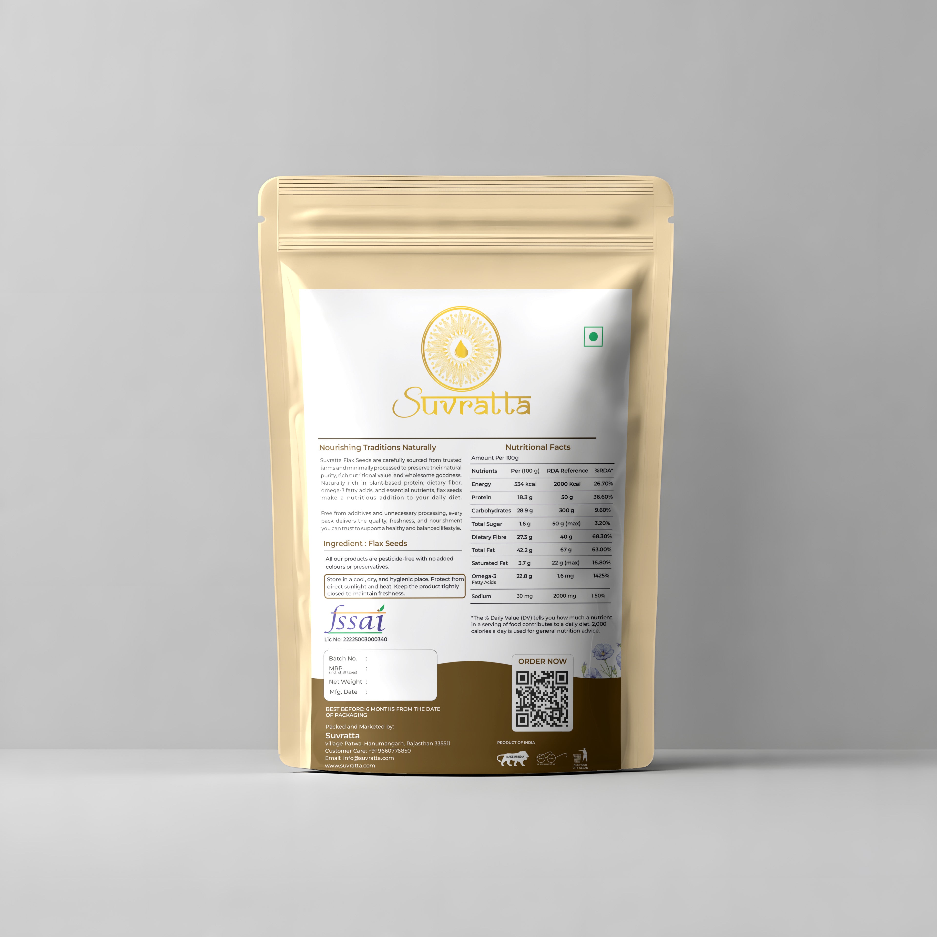 Suvratta Premium Raw Flax Seeds