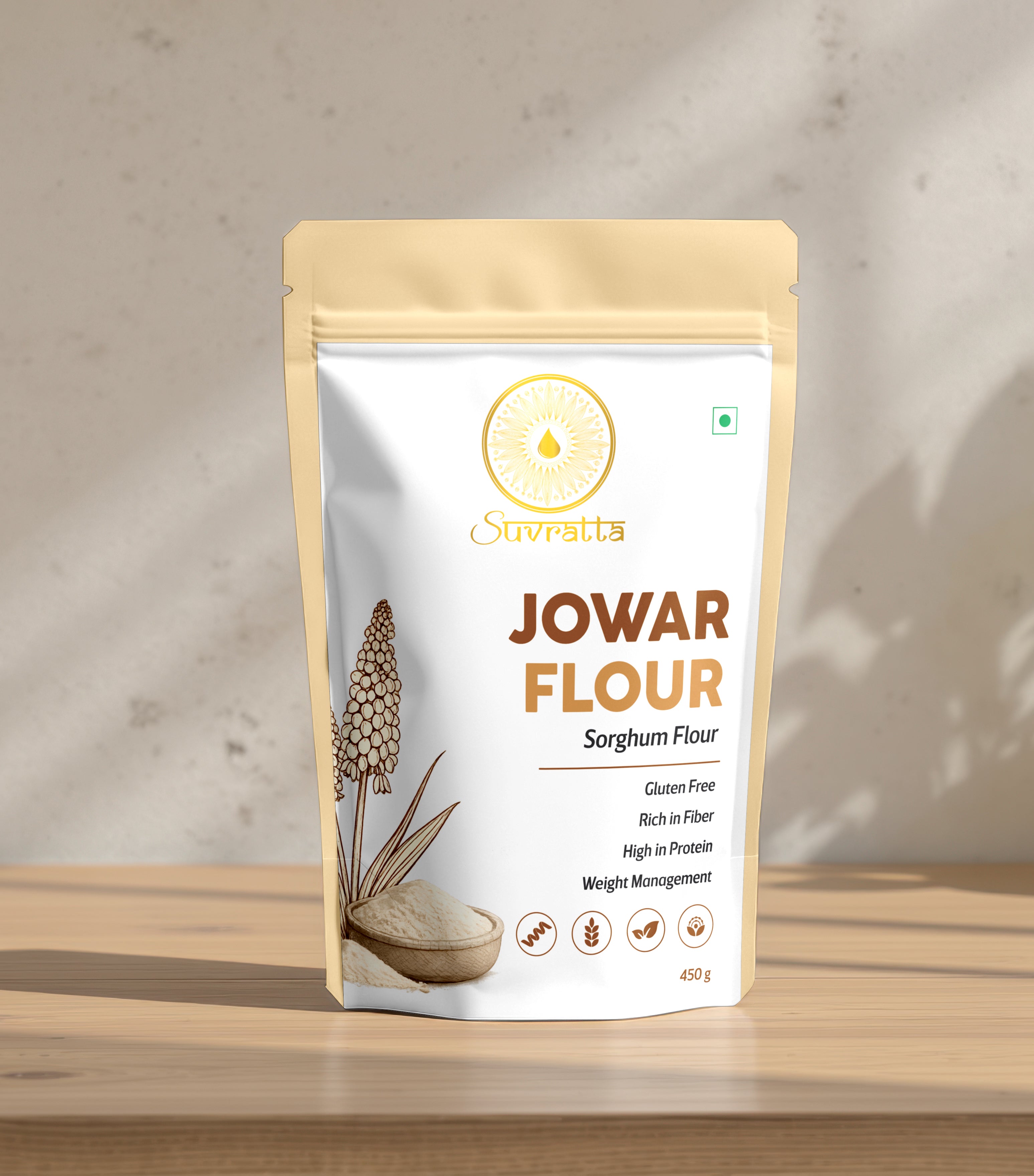 Suvratta Shuddh Jowar Flour (Velvety Stone-Ground Sorghum)