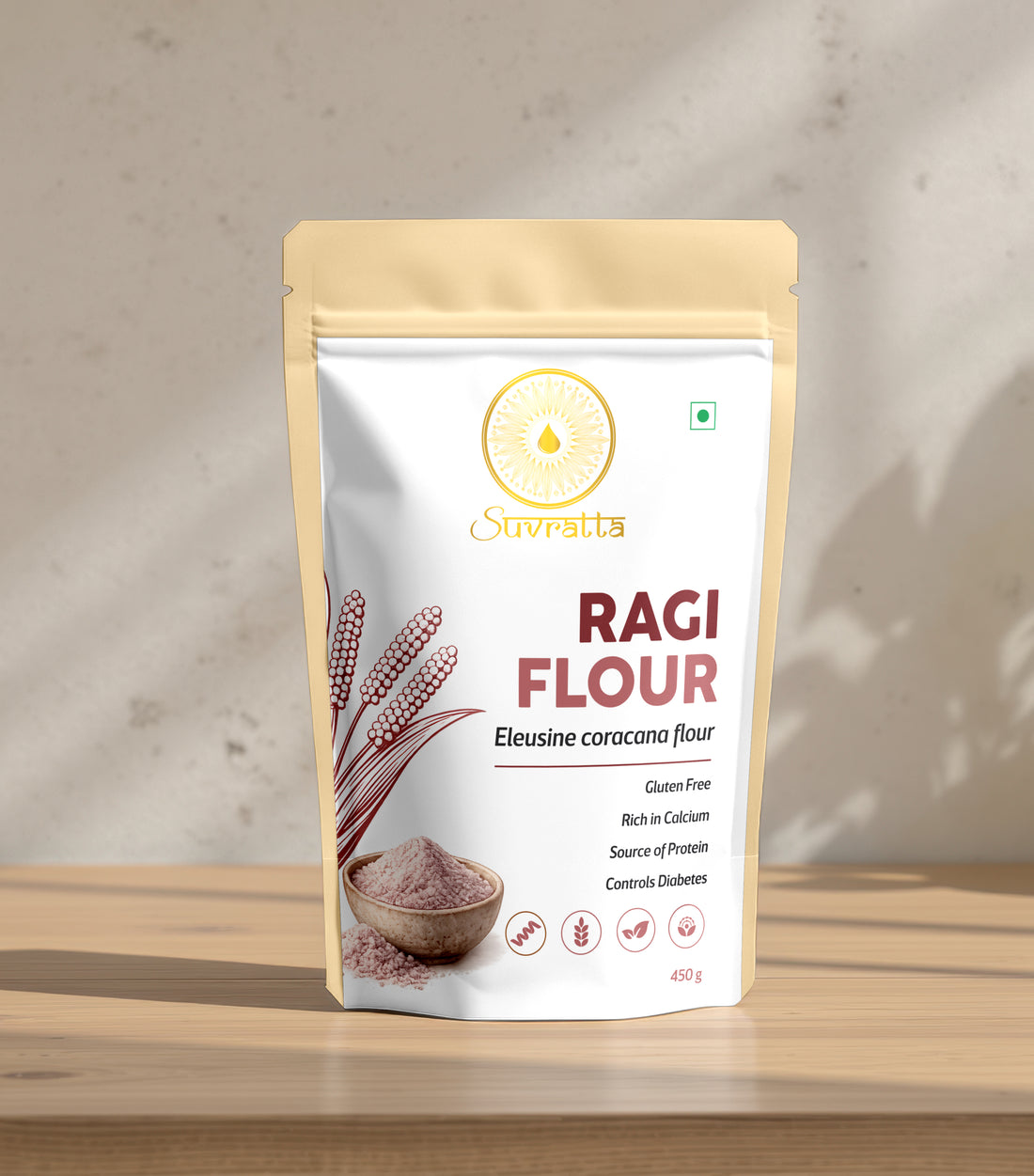 Suvratta Shuddh Ragi Flour (Nutrient-Dense Sprouted Finger Millet)