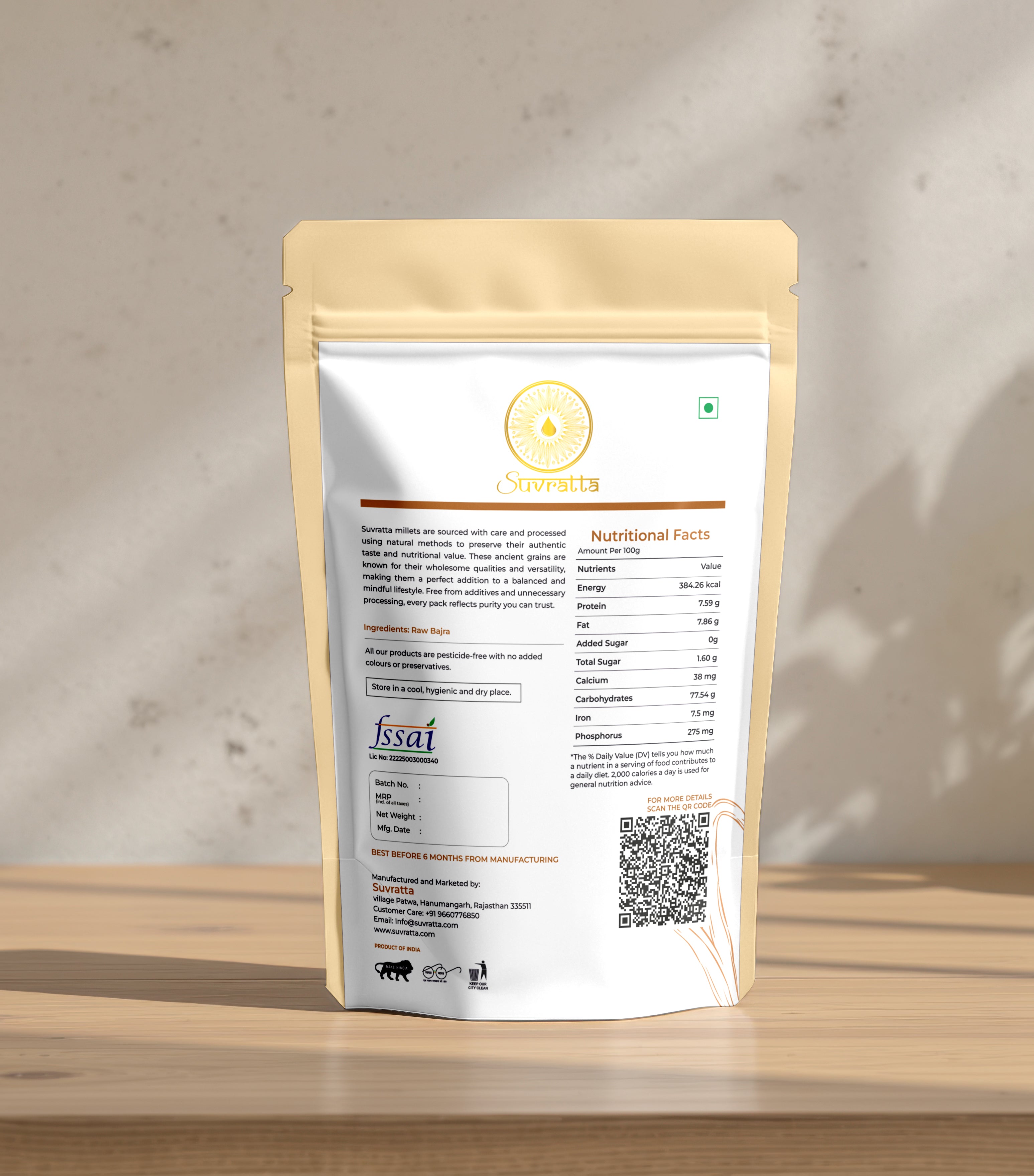 Suvratta Shuddh Raw Bajra (Premium Whole Pearl Millet)