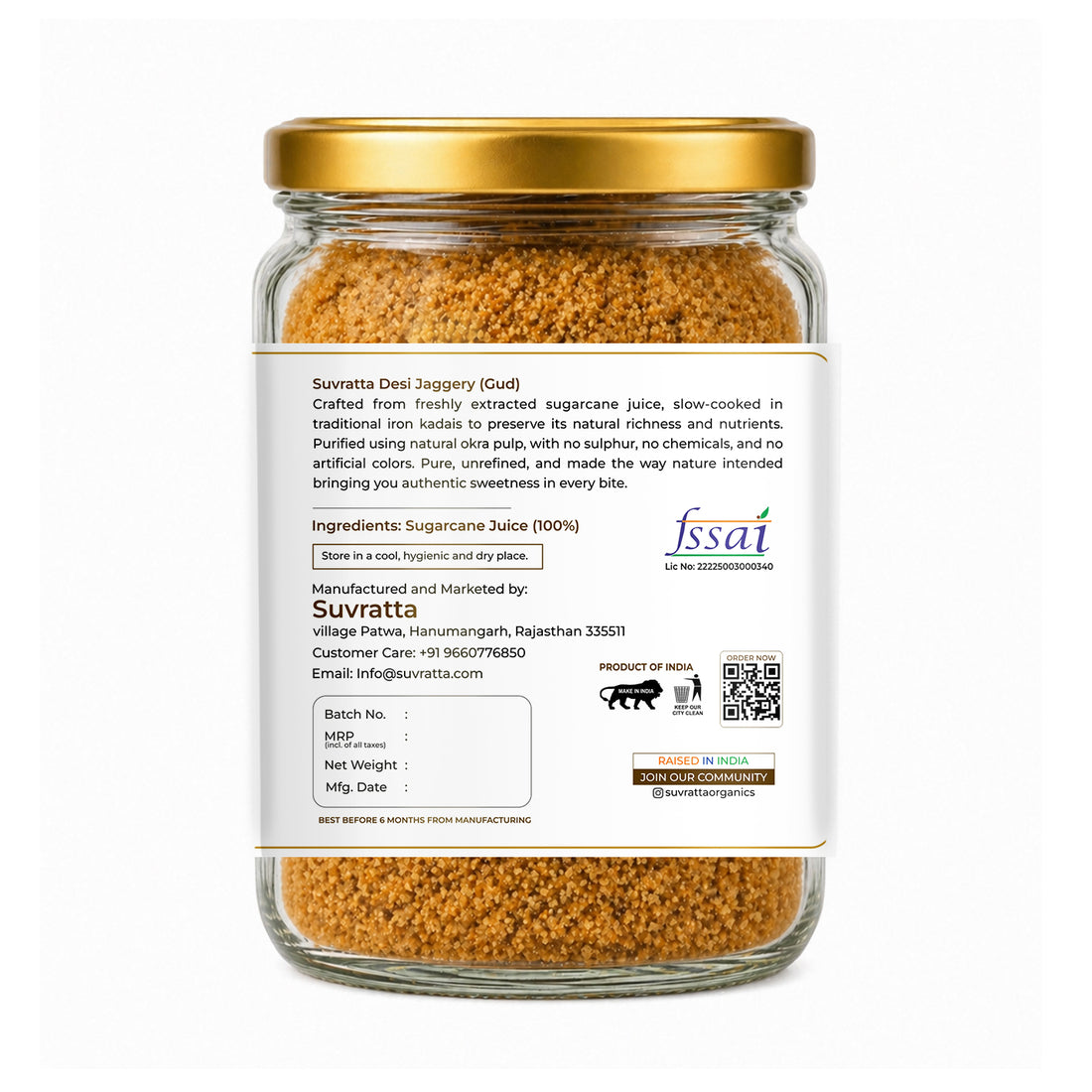 Suvratta Shuddh Jaggery Powder